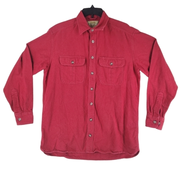 Cabela’s Shirt Deerskin Chamois Blanket Flannel Men M Red Button-Up Shacket Gorp - Picture 2 of 11